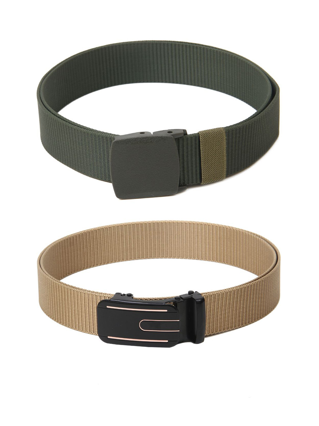 

Calvadoss Men Set Of 2 Textured Canvas Belt, Green