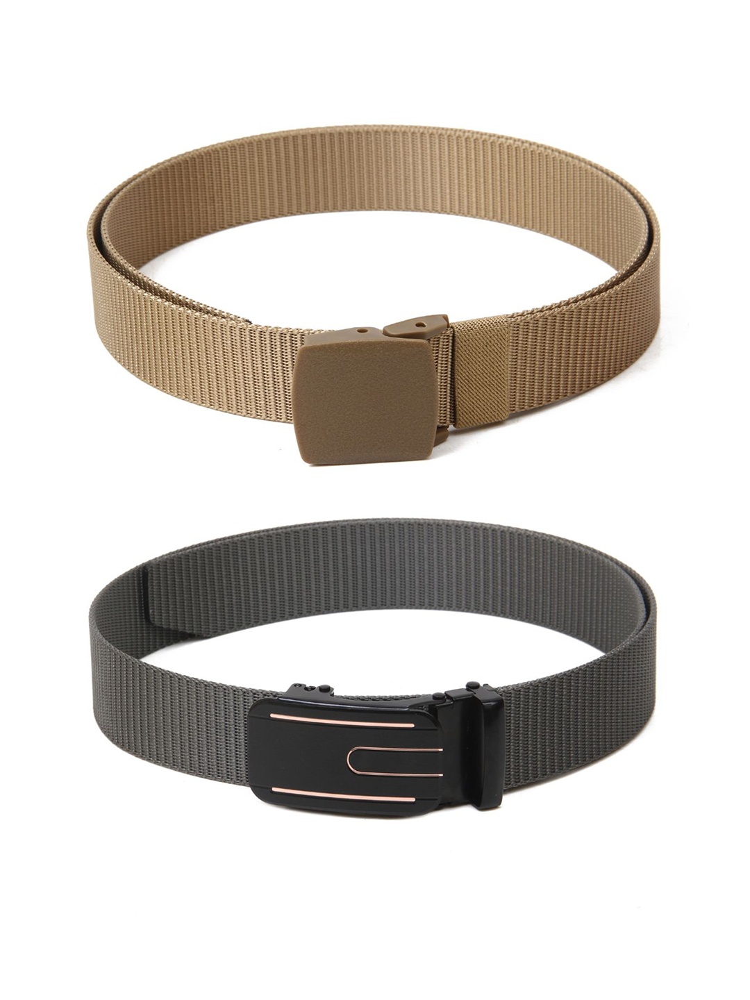 

Calvadoss Men Set Of 2 Textured Belts, Beige