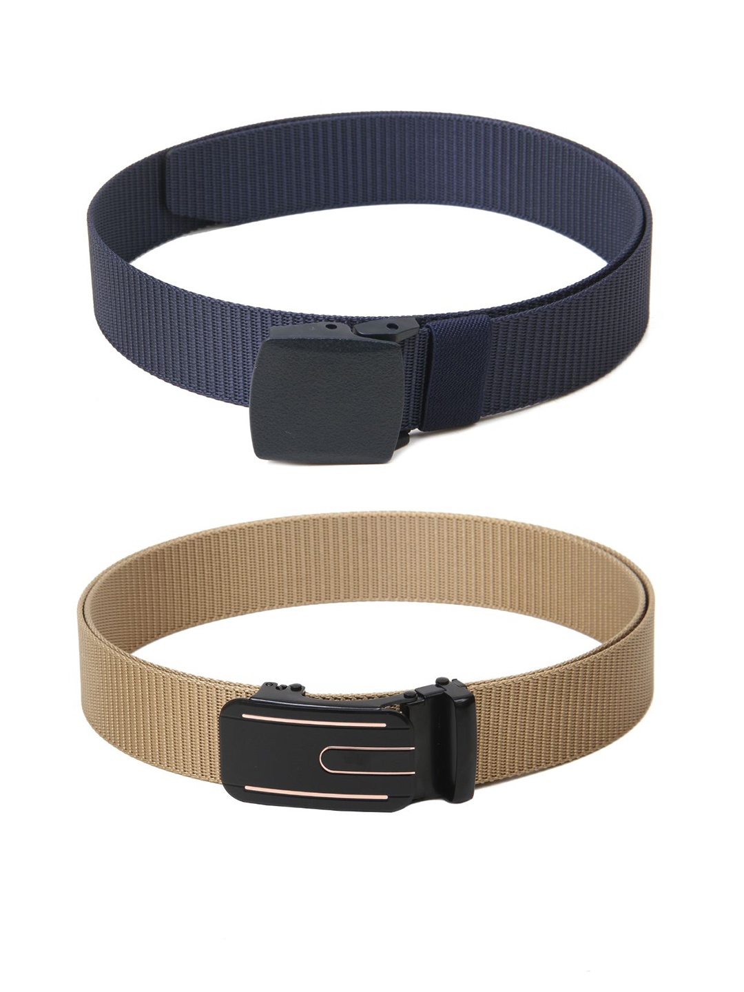 

Calvadoss Men Set Of 2 Textured Belts, Navy blue