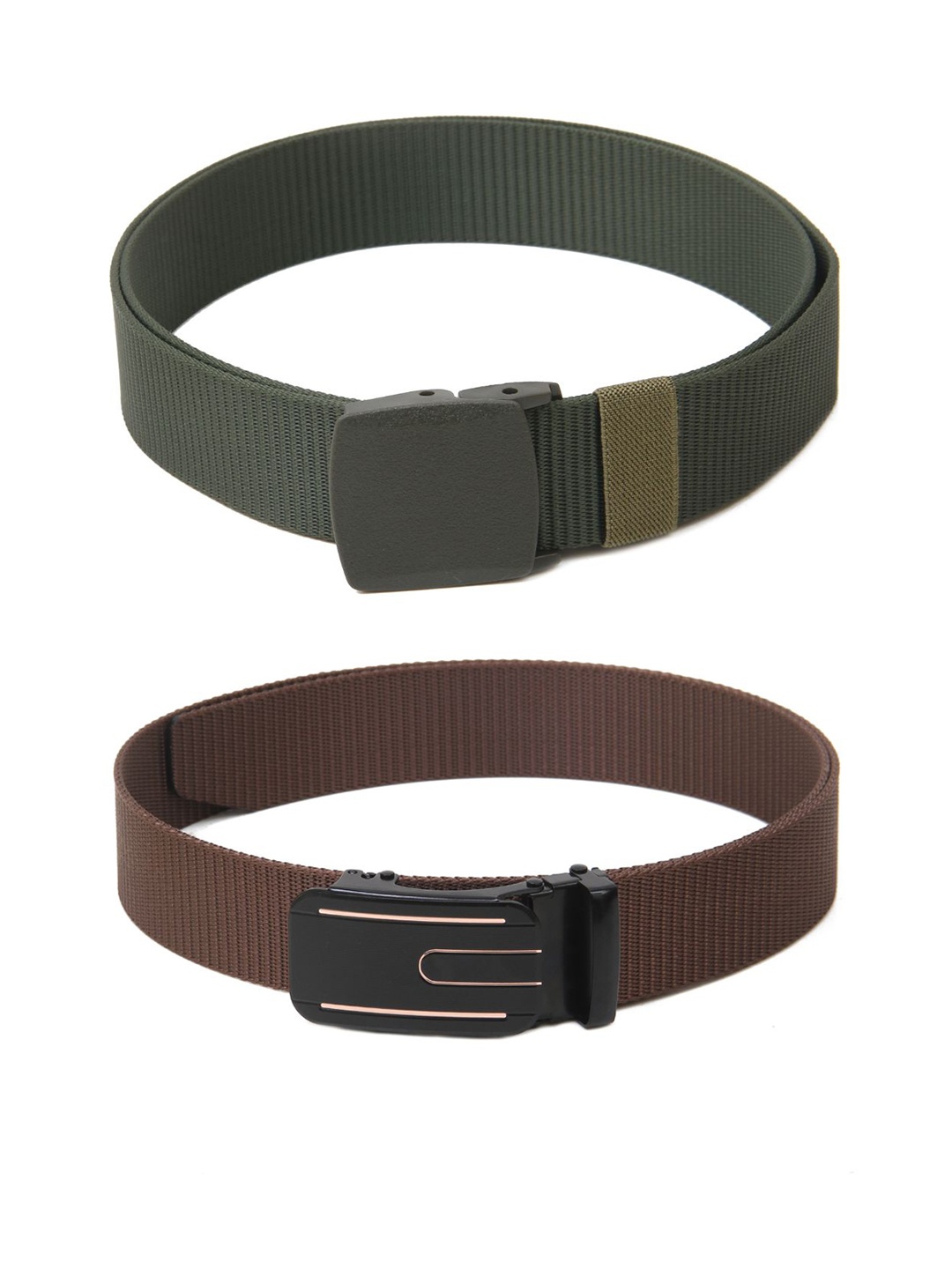 

Calvadoss Men Set Of 2 Textured Canvas Belt, Green