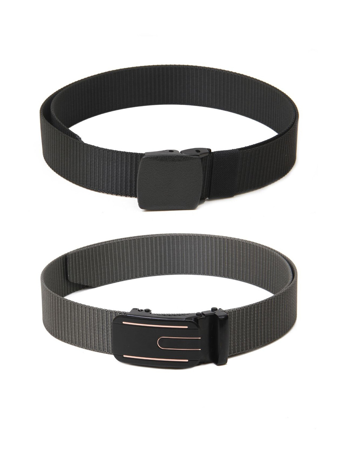 

Calvadoss Men Set Of 2 Textured Canvas Belt, Black