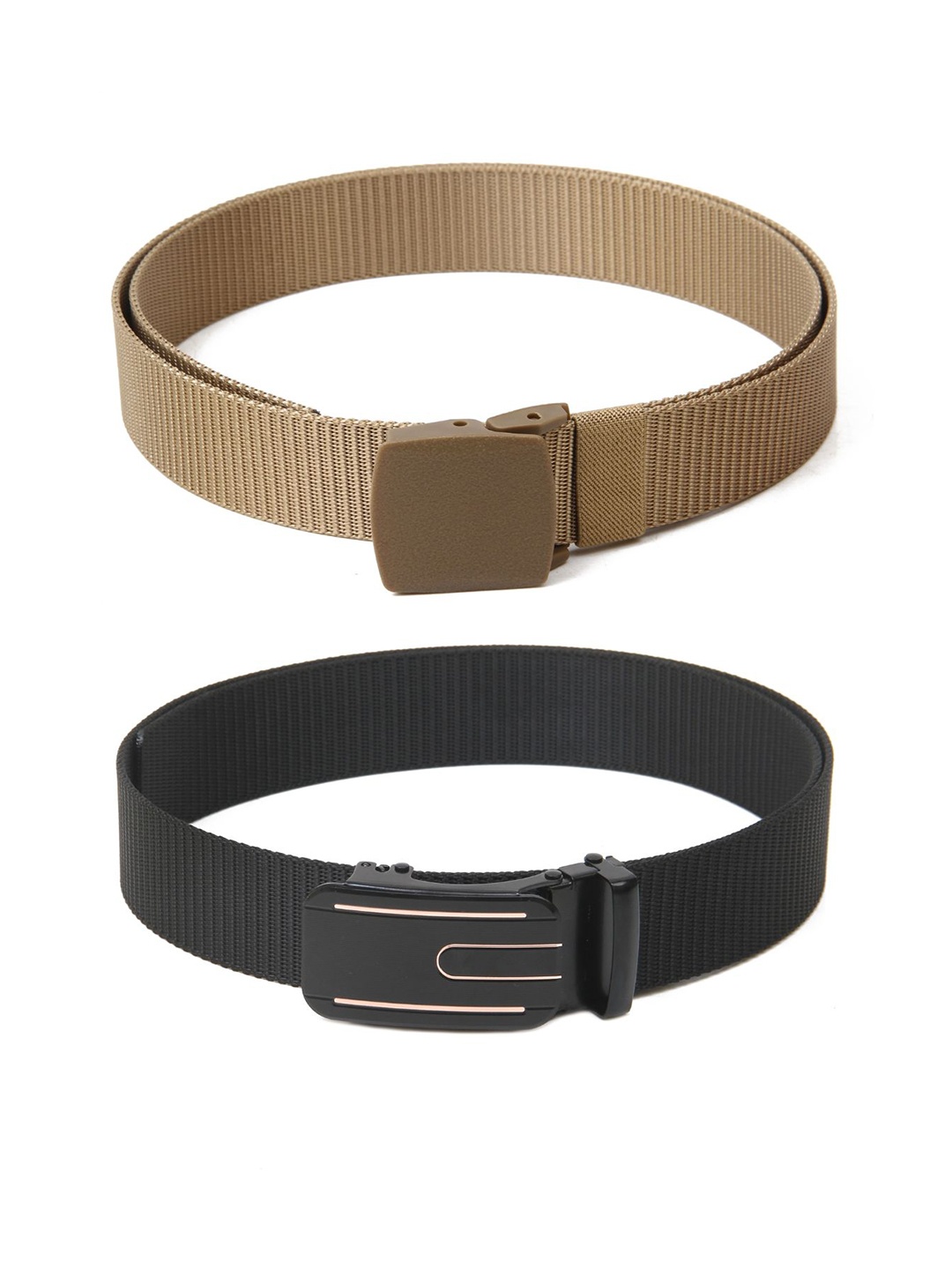 

Calvadoss Men Set Of 2 Textured Belts, Beige