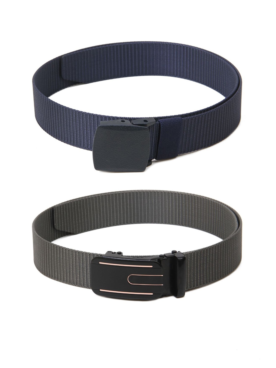 

Calvadoss Men Set Of 2 Textured Belts, Navy blue