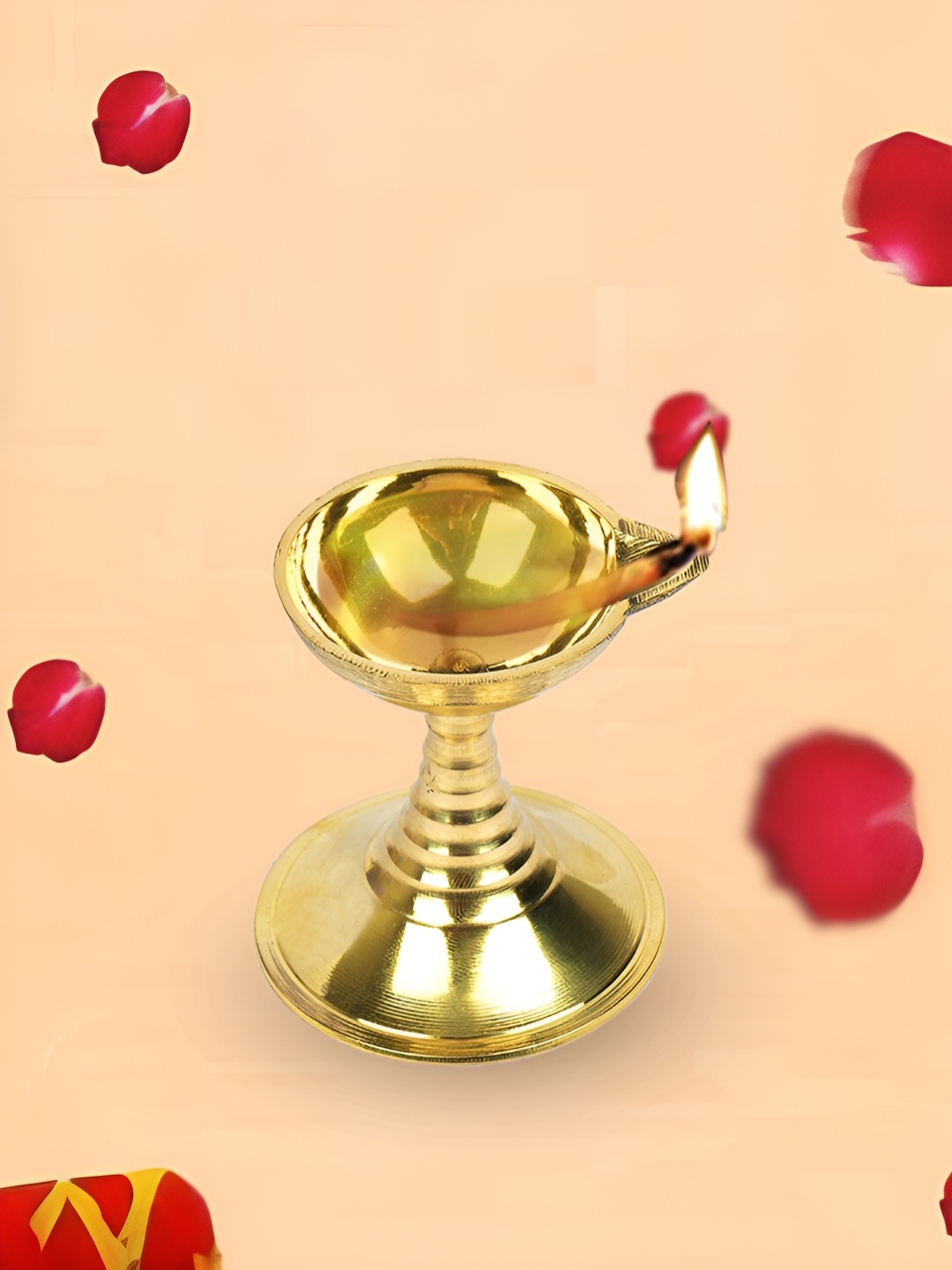 

Kuber Industries Gold Toned Textured Brass Diya