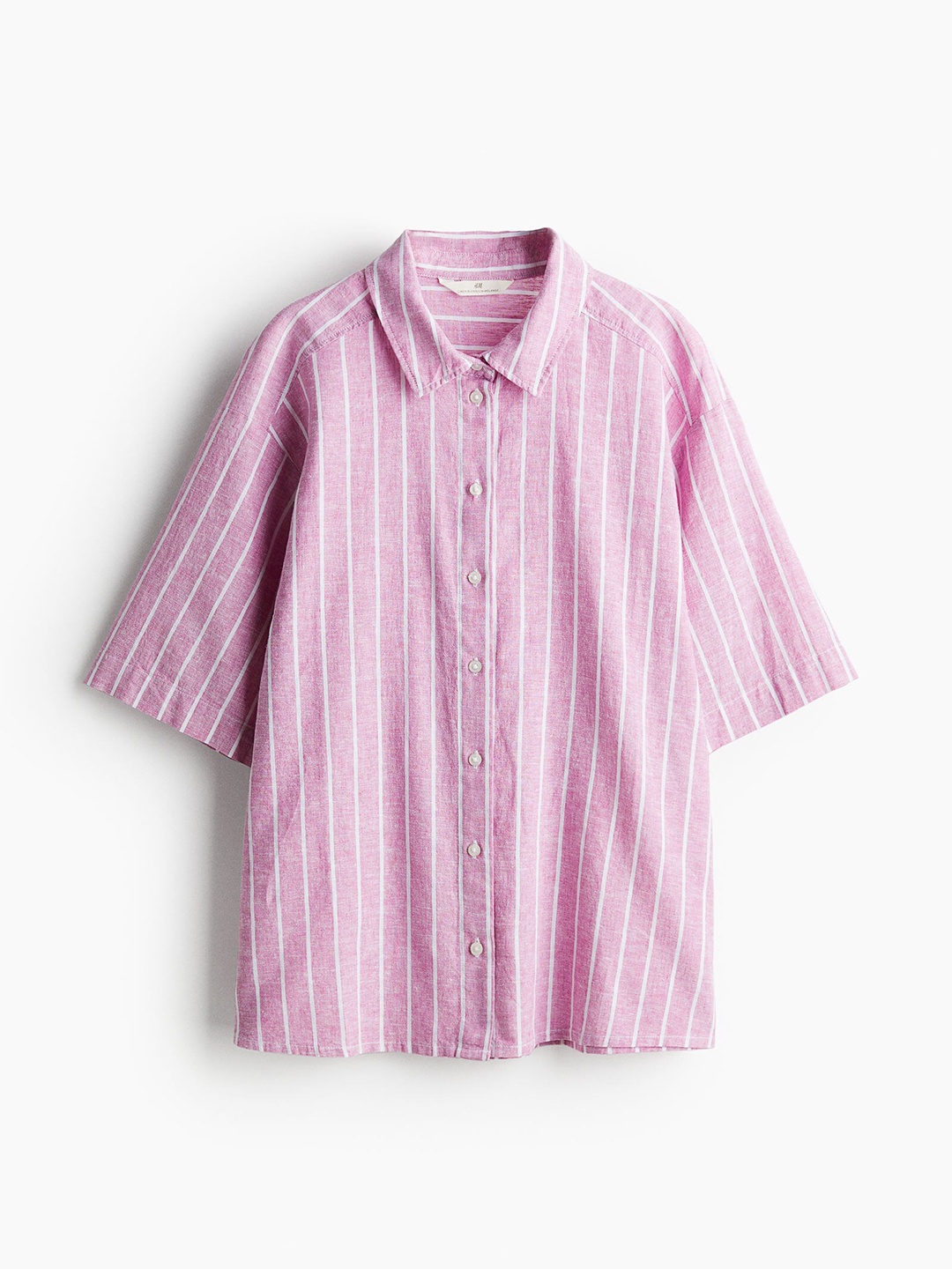 

H&M Women Linen-Blend Shirt, Pink