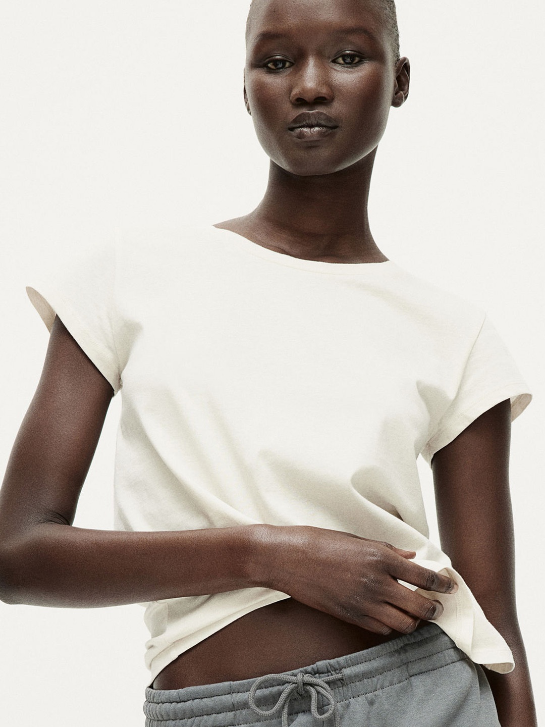 

H&M Pure Cotton T-shirt, Beige