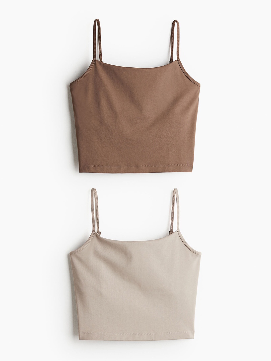 

H&M Women 2-Pack Integral-Bra Sports Tops, Brown