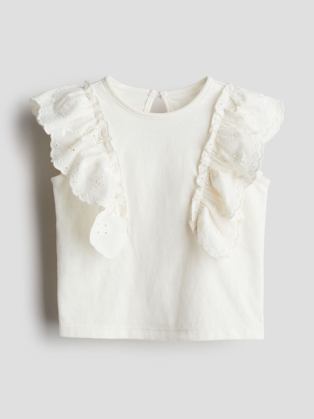 

H&M Girls Frill-Trimmed Cotton Top, White