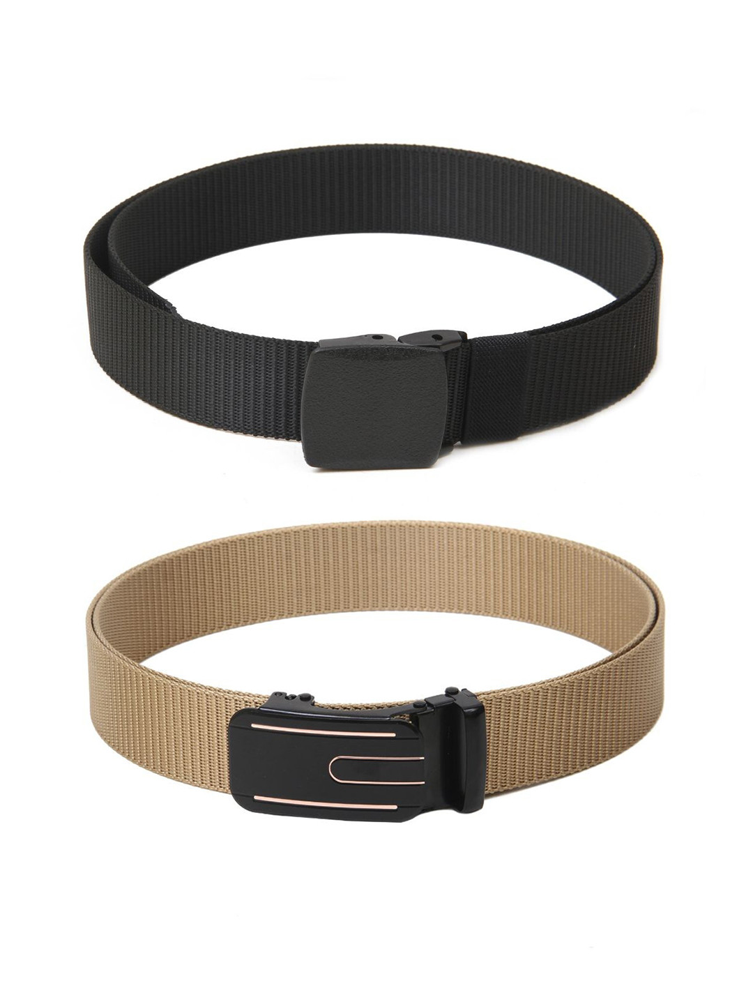 

Calvadoss Girls Set Of 2 Textured Canvas Belts, Black