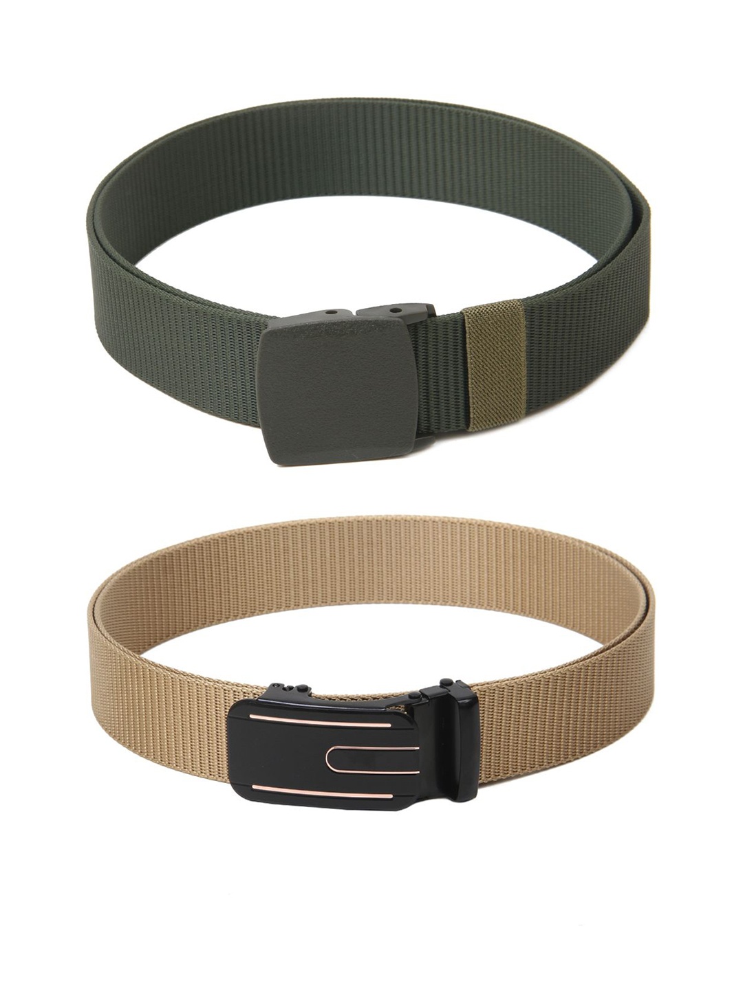 

Calvadoss Girls Set Of 2 Textured Canvas Belts, Green