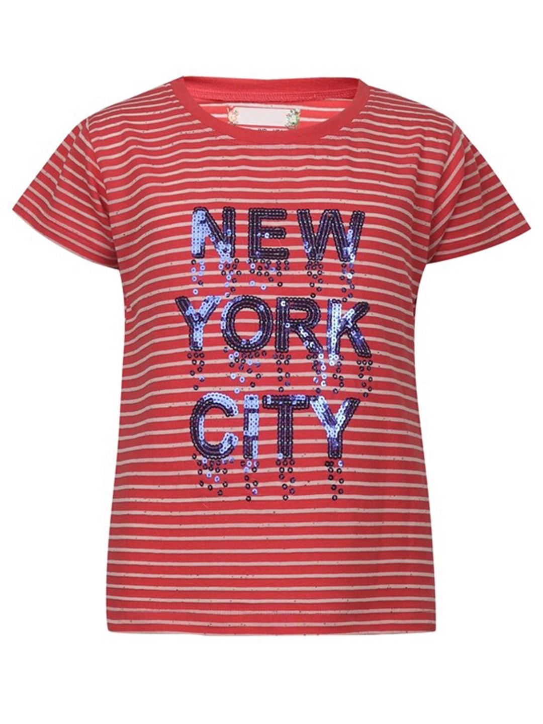 

PAMPOLINA Girls Striped Cotton T-shirt, Red