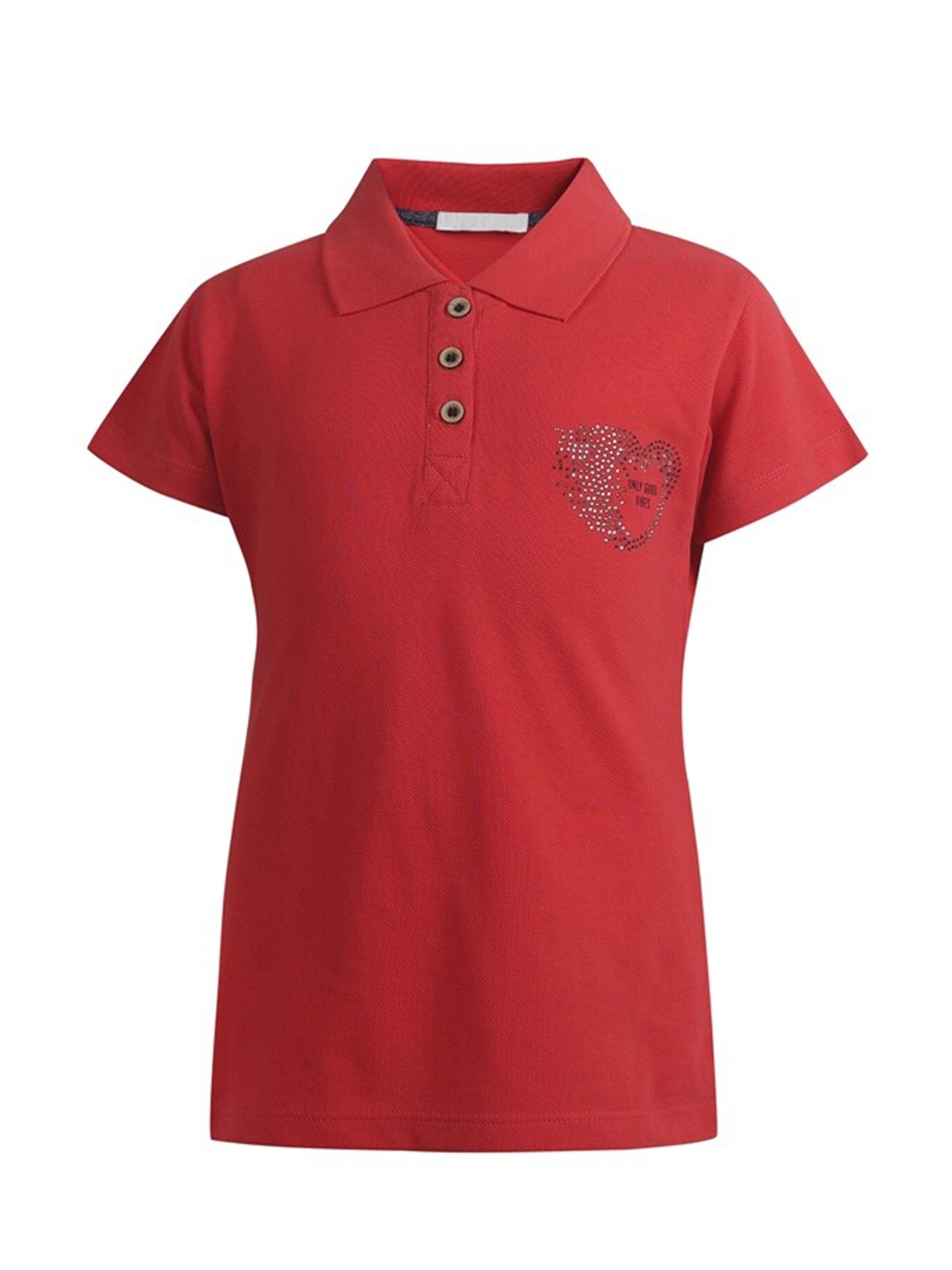 

PAMPOLINA Polo Collar Short Sleeves Cotton T-shirt, Coral