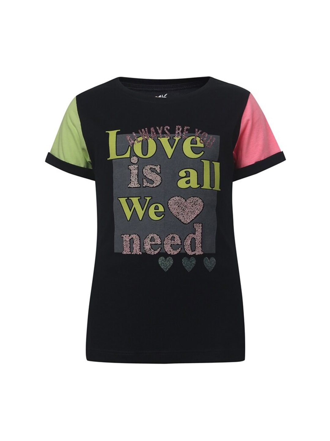 

PAMPOLINA Girls Typography Print Cotton Regular Top, Blue