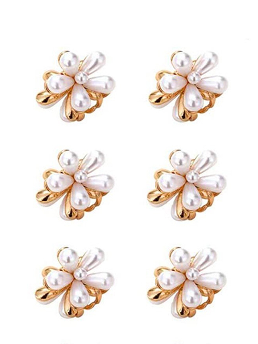 

ANNA CREATIONS Girls Set of 6 Peal Beaded Claw Clip, White