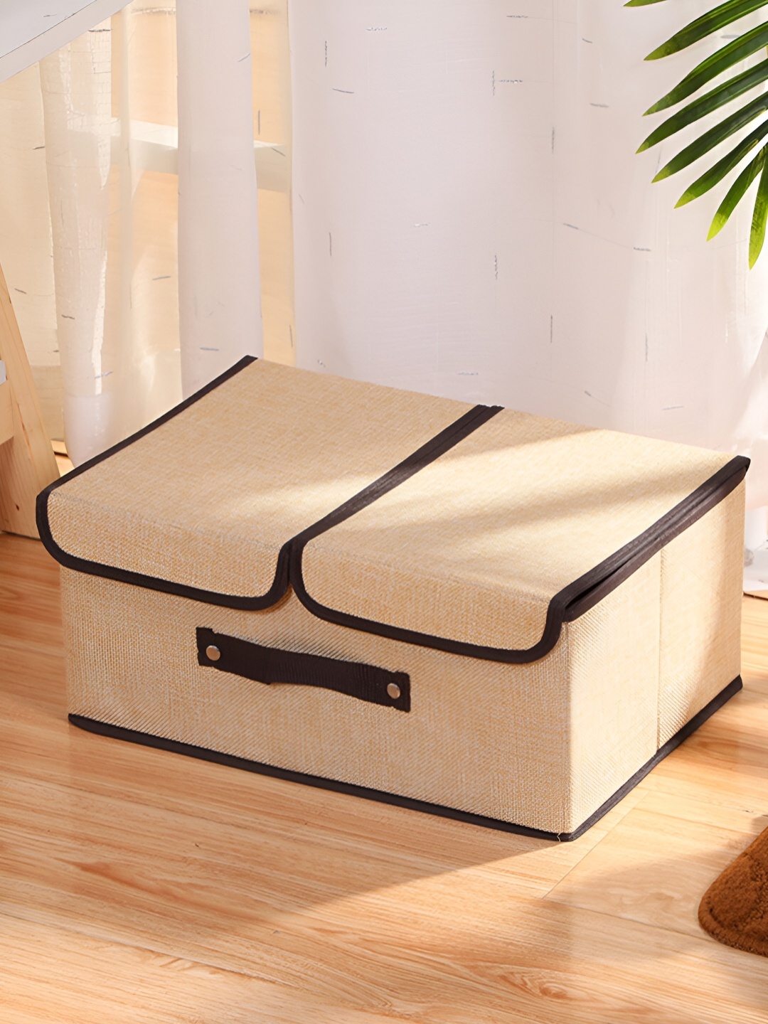 

Kuber Industries Beige Foldable Storage Box