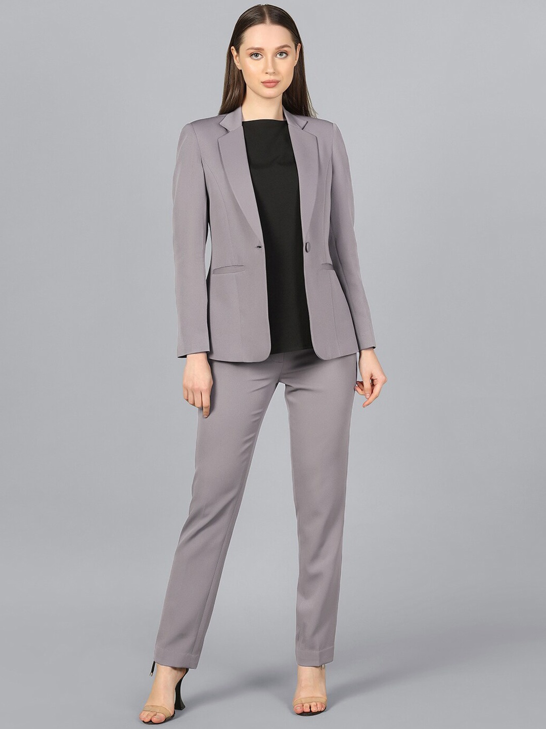

PowerSutra Women Single-Breasted 2-Pcs Suit, Grey