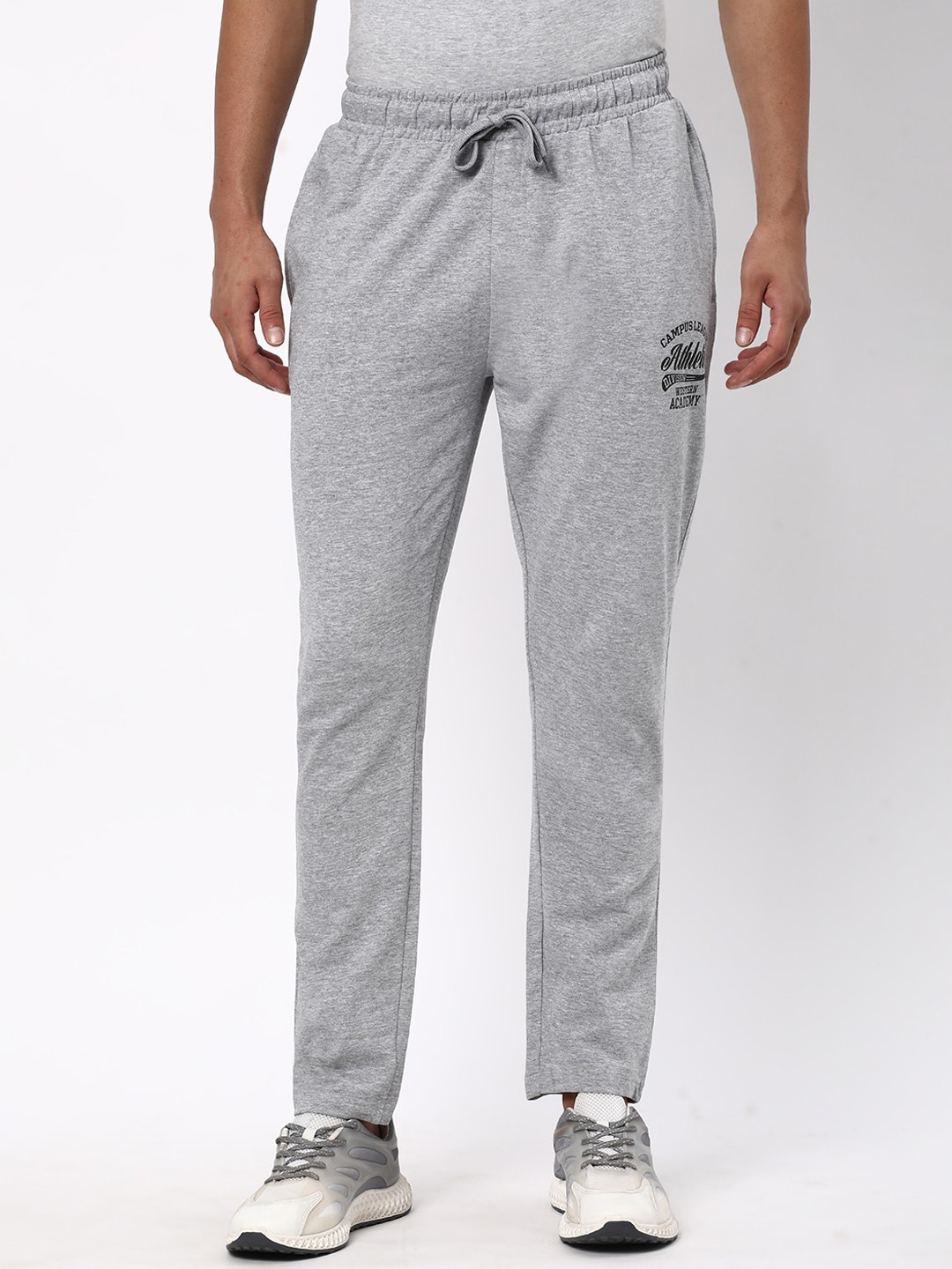 

R&B Men Mid Rise Cotton Relaxed Fit Track Pants, Grey