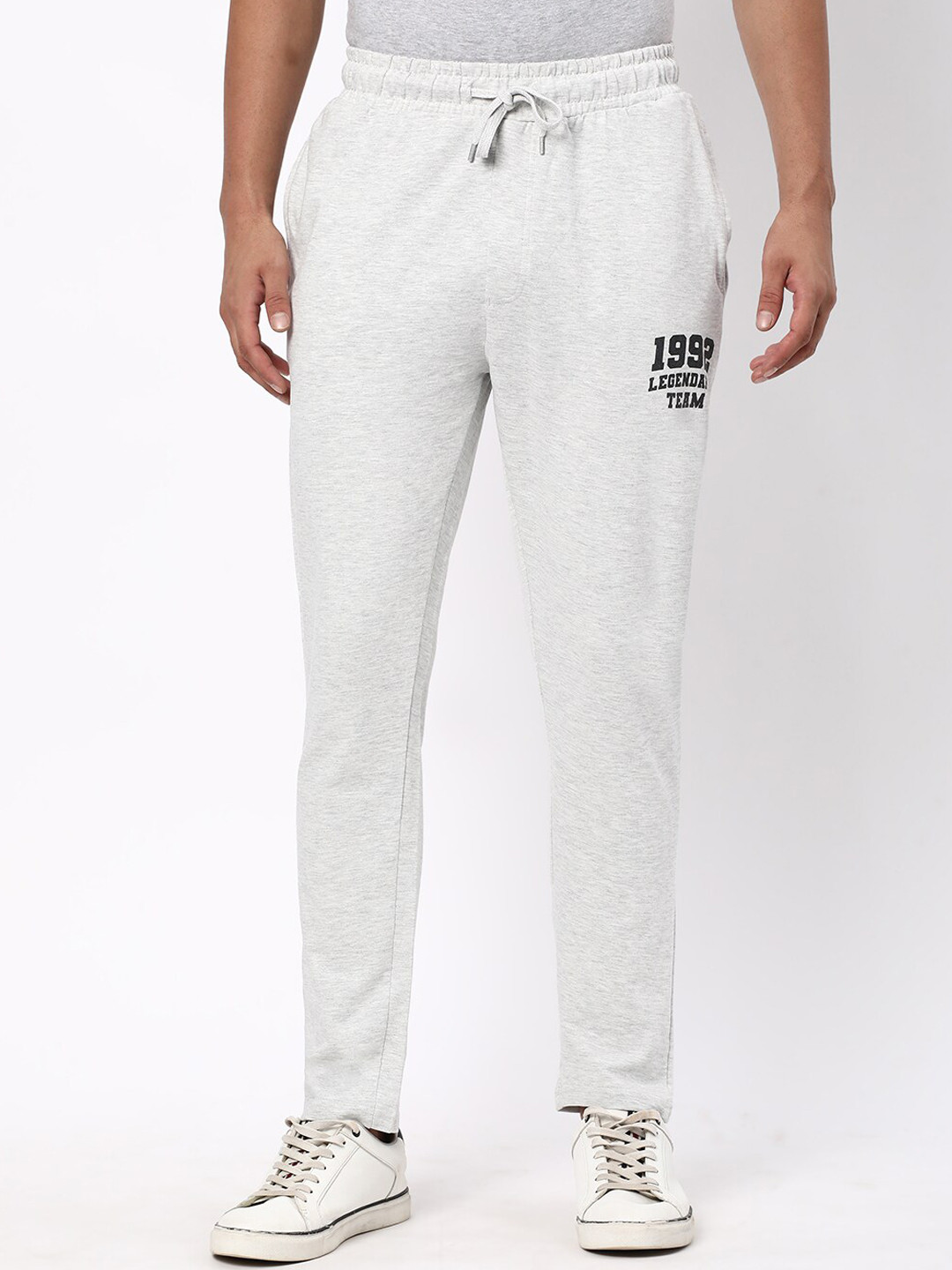

R&B Men Relaxed Fit Cotton Track Pants, Grey