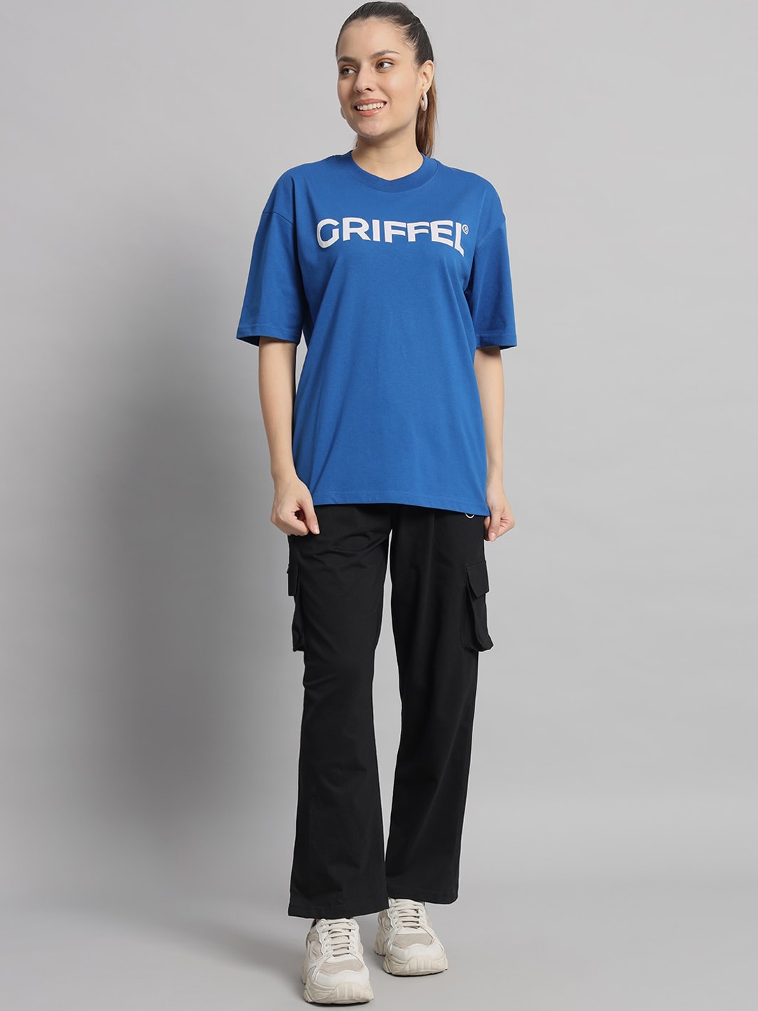 

GRIFFEL Printed Pure Cotton T-shirt & Trousers, Blue