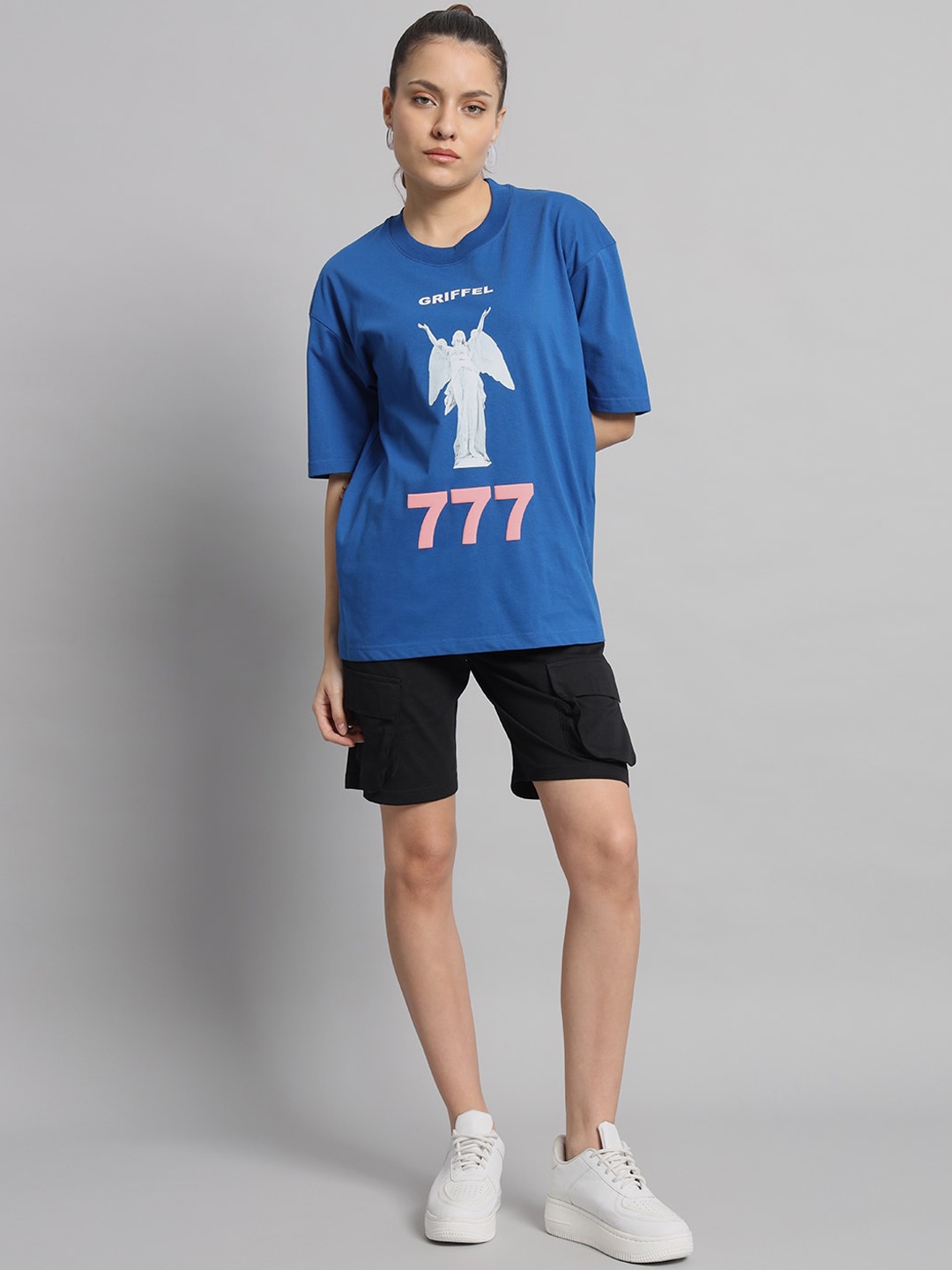 

GRIFFEL Printed Pure Cotton T-Shirt With Shorts, Blue