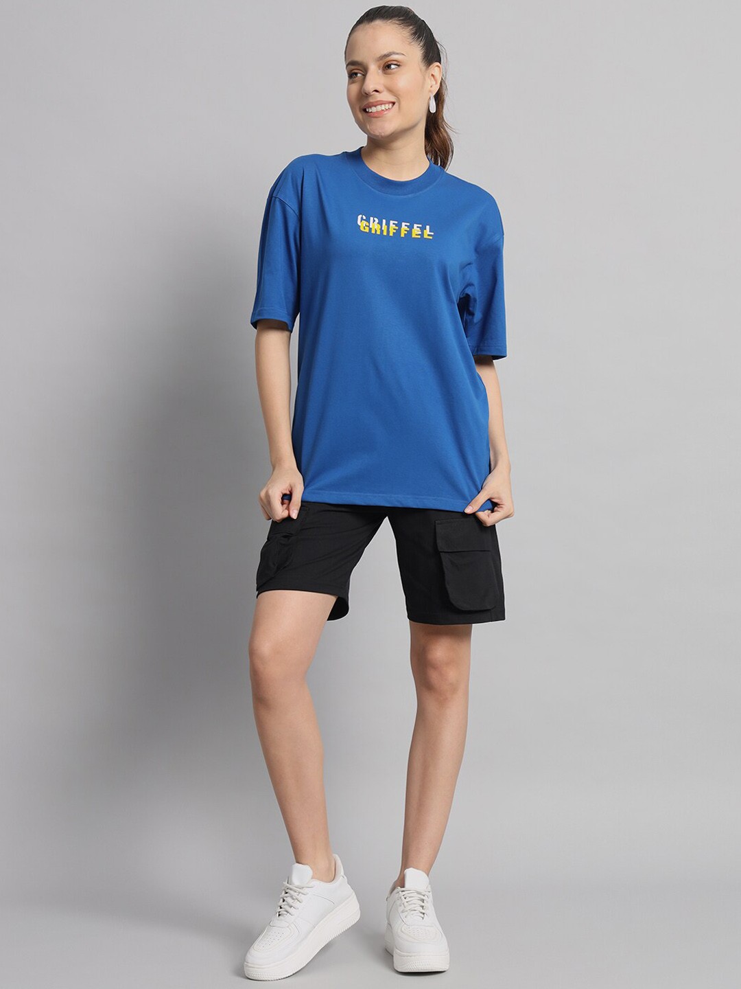 

GRIFFEL Printed Pure Cotton T-shirt With Shorts, Blue