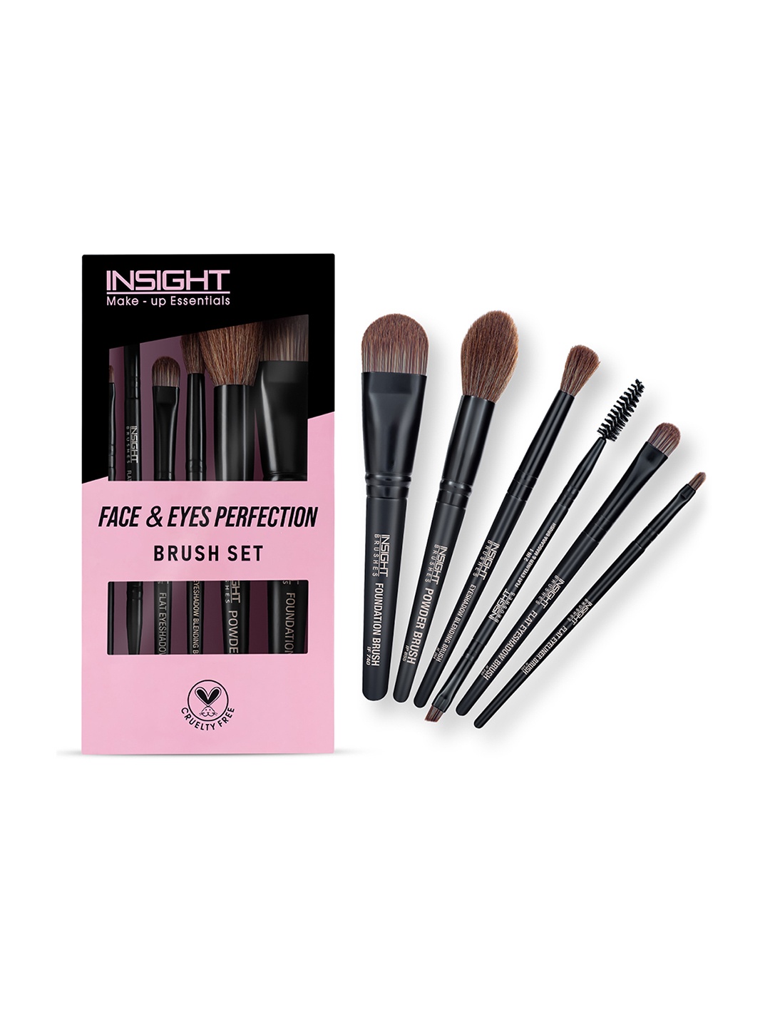 

Insight Cosmetics Face & Eyes Perfection Brush Set - Black