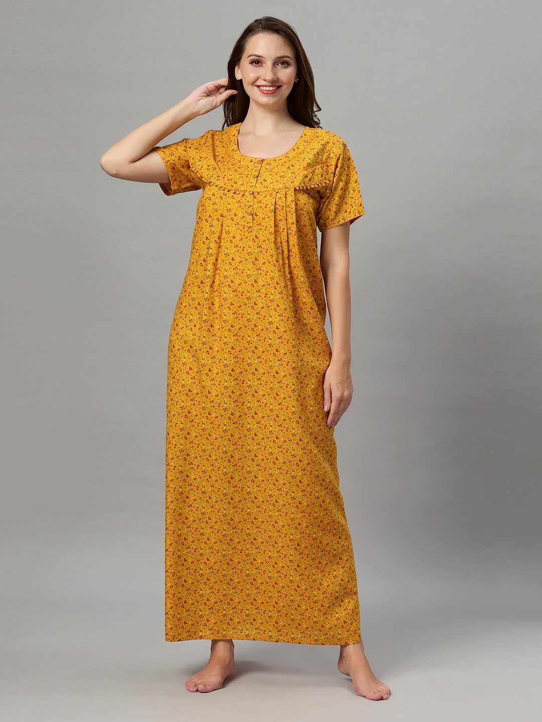 

QUIRA Printed Maxi Nightdress, Yellow
