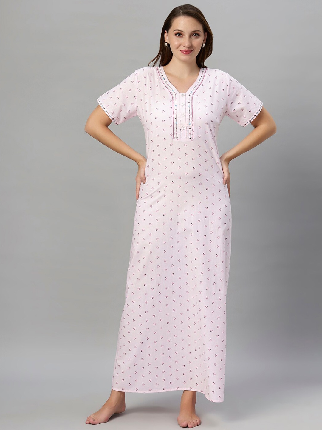 

QUIRA Printed Maxi Nightdress, Pink