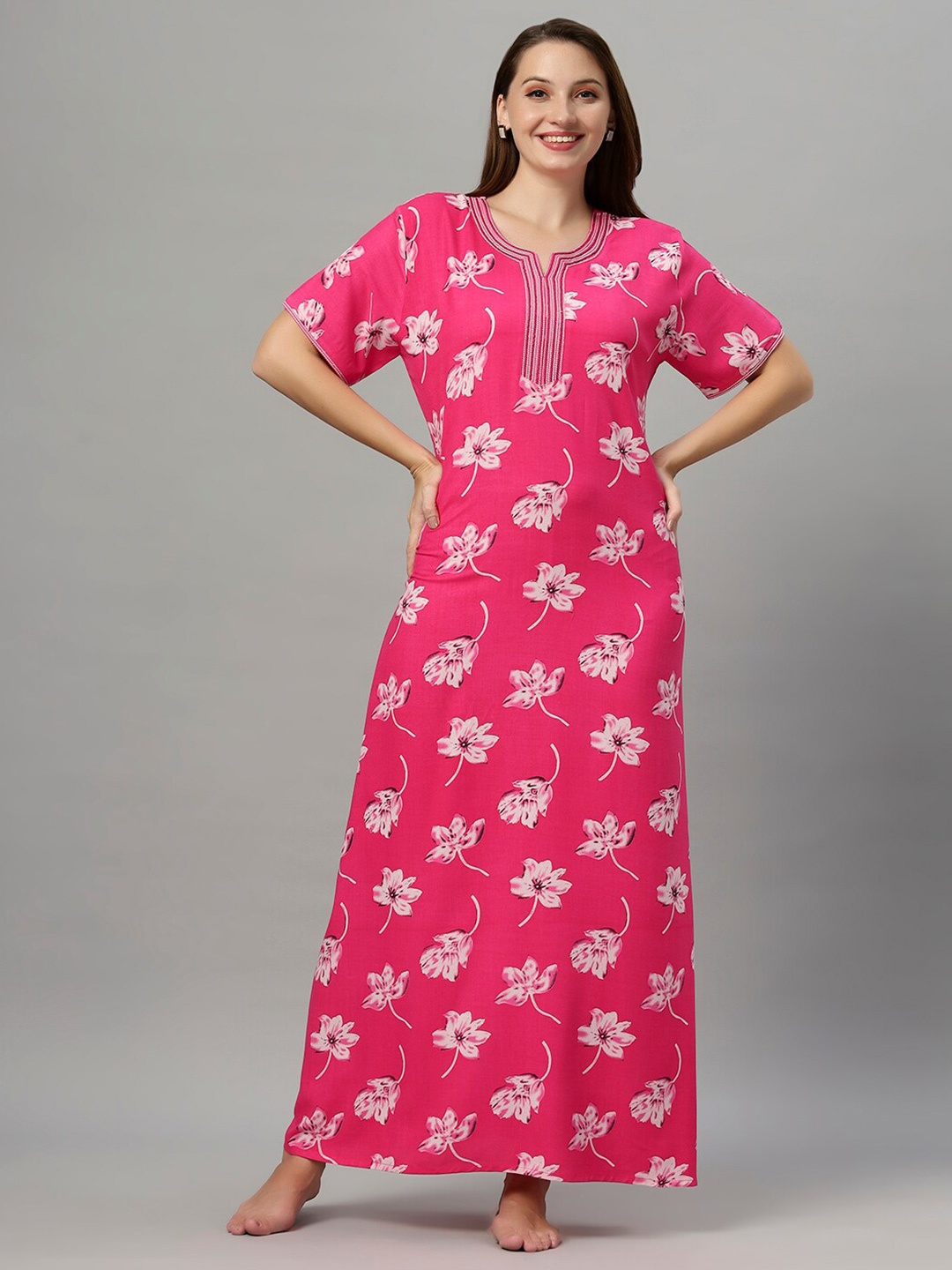 

QUIRA Printed Maxi Nightdress, Pink
