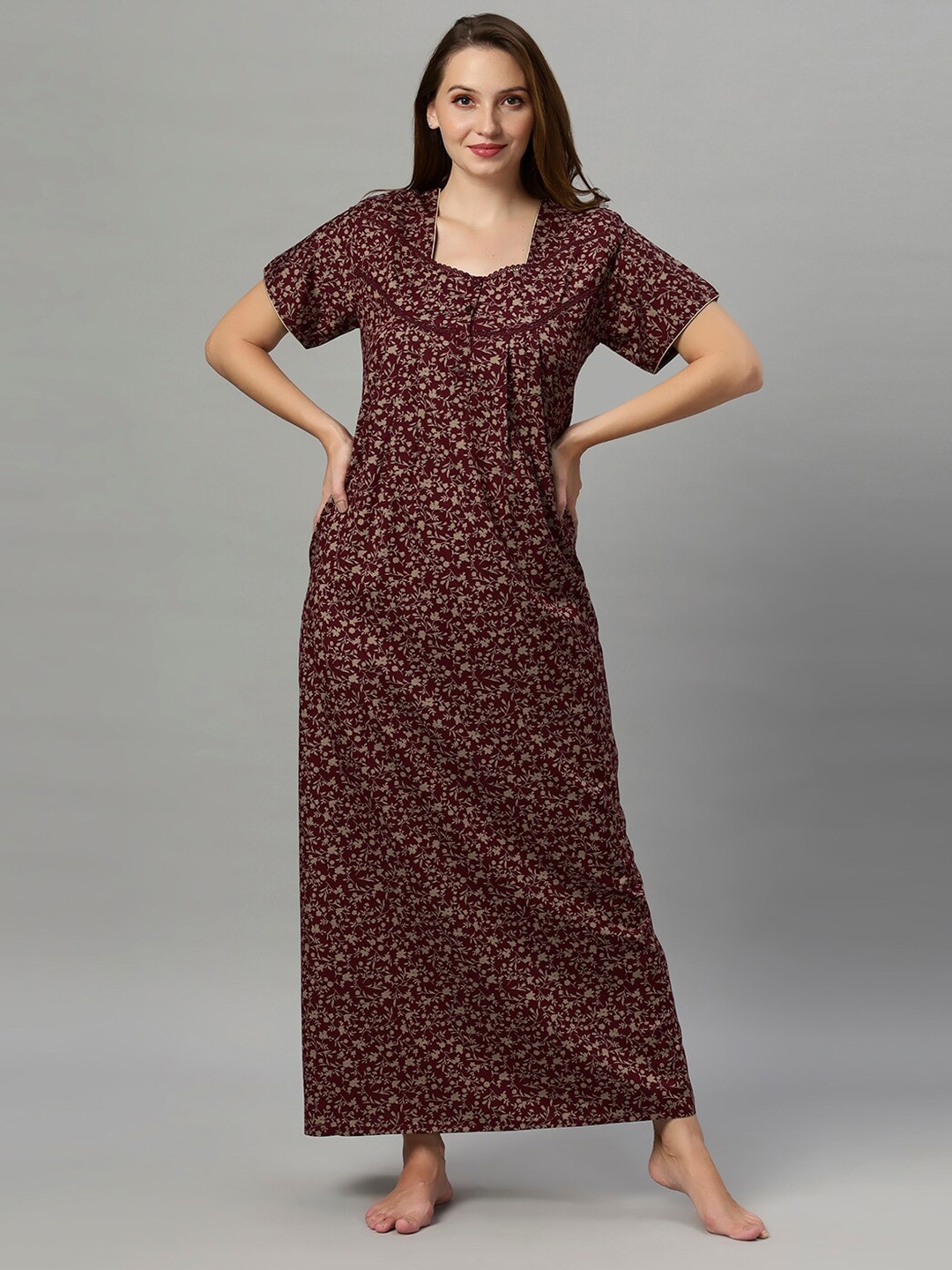 

QUIRA Printed Maxi Nightdress, Purple