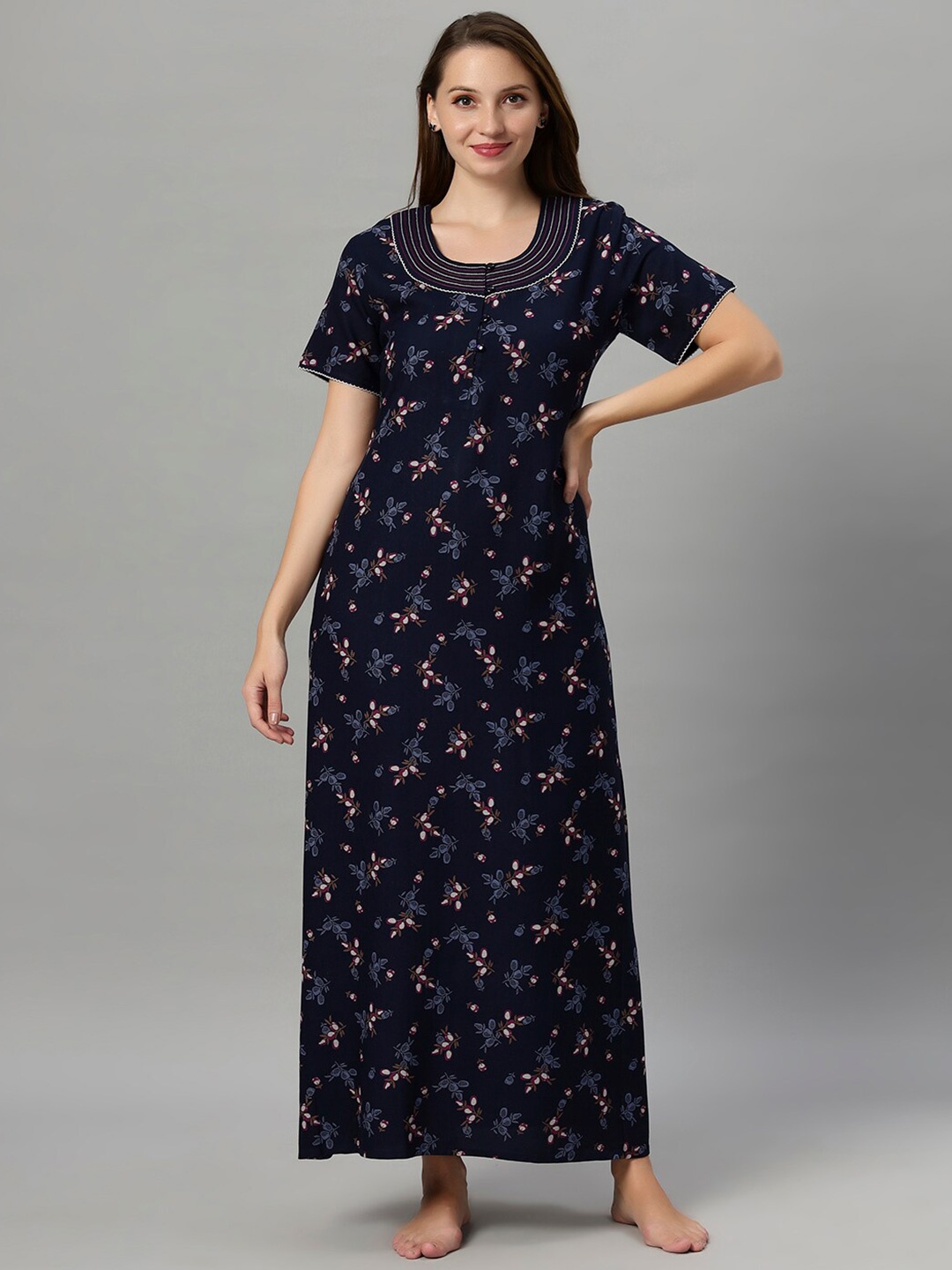 

QUIRA Printed Maxi Nightdress, Blue