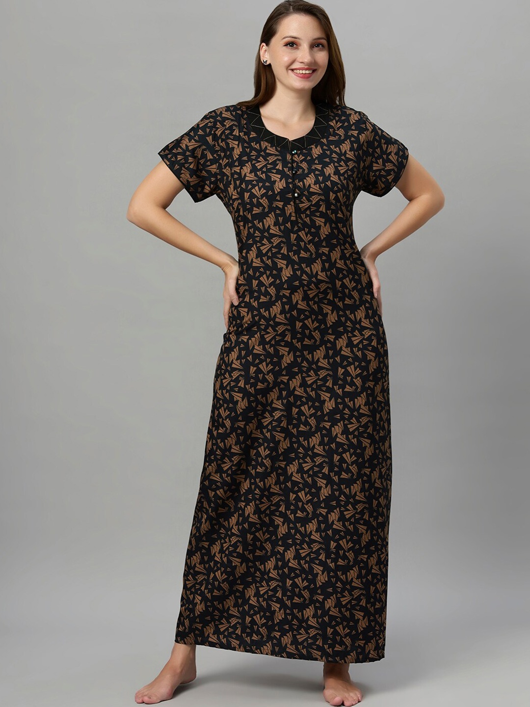 

QUIRA Printed Maxi Nightdress, Green