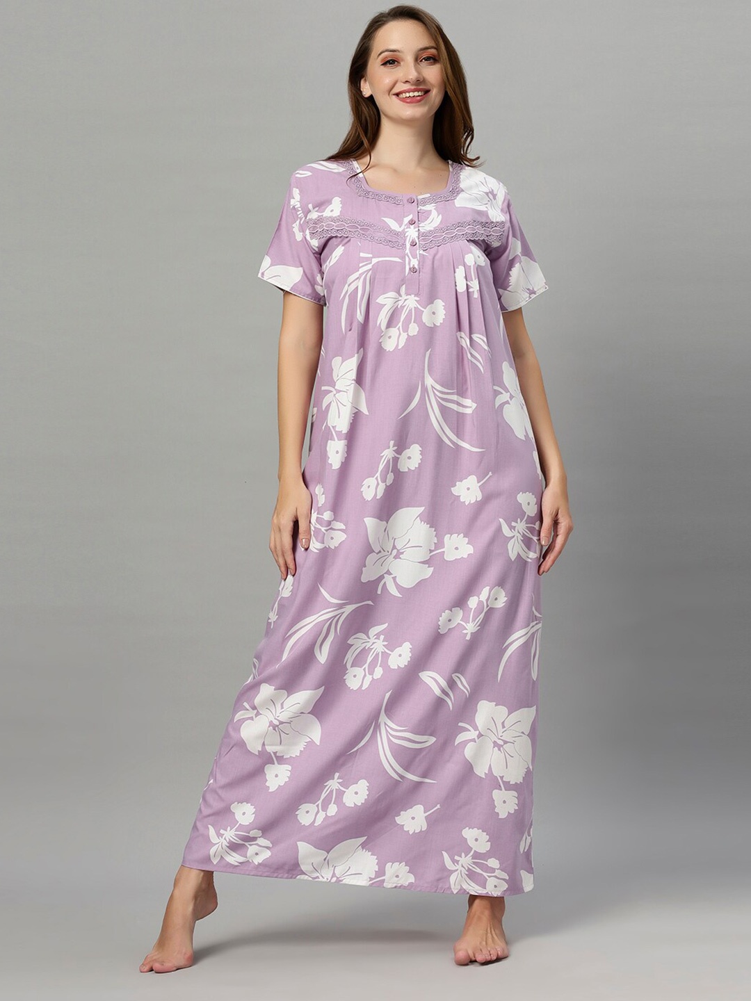 

QUIRA Printed Maxi Nightdress, Purple