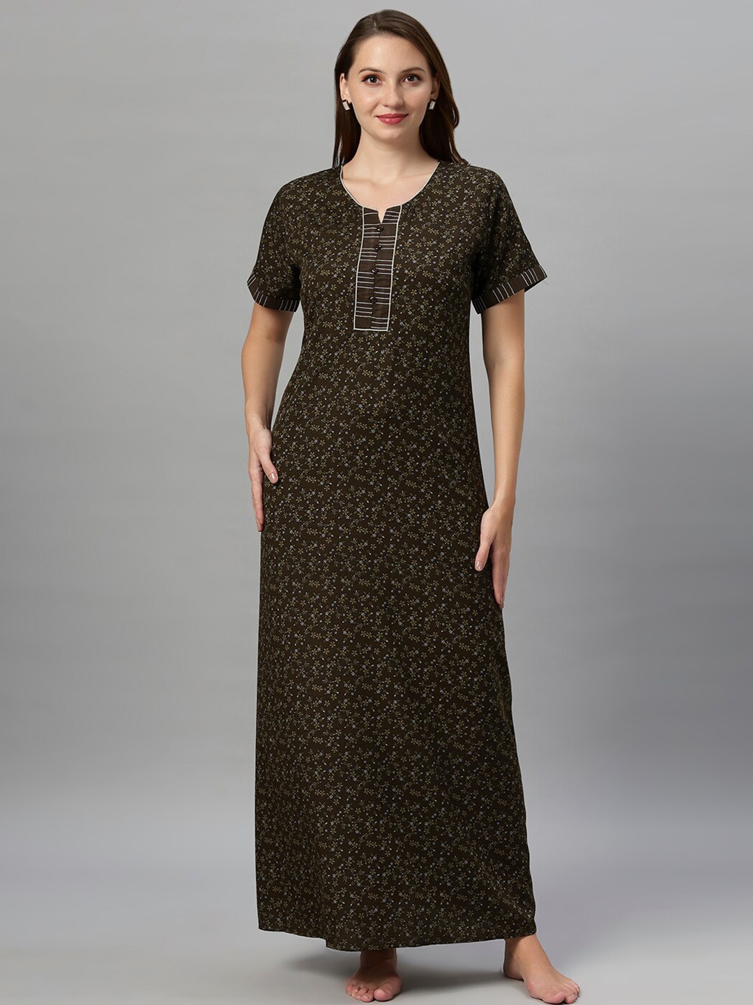 

QUIRA Printed Maxi Nightdress, Green