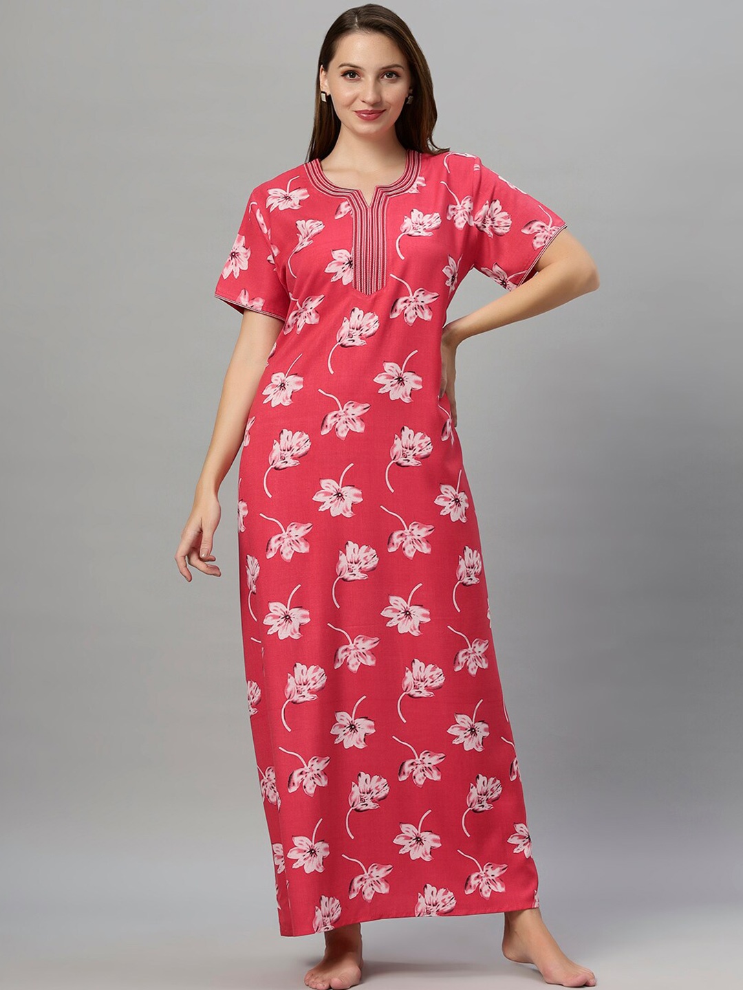 

QUIRA Printed Maxi Nightdress, Peach