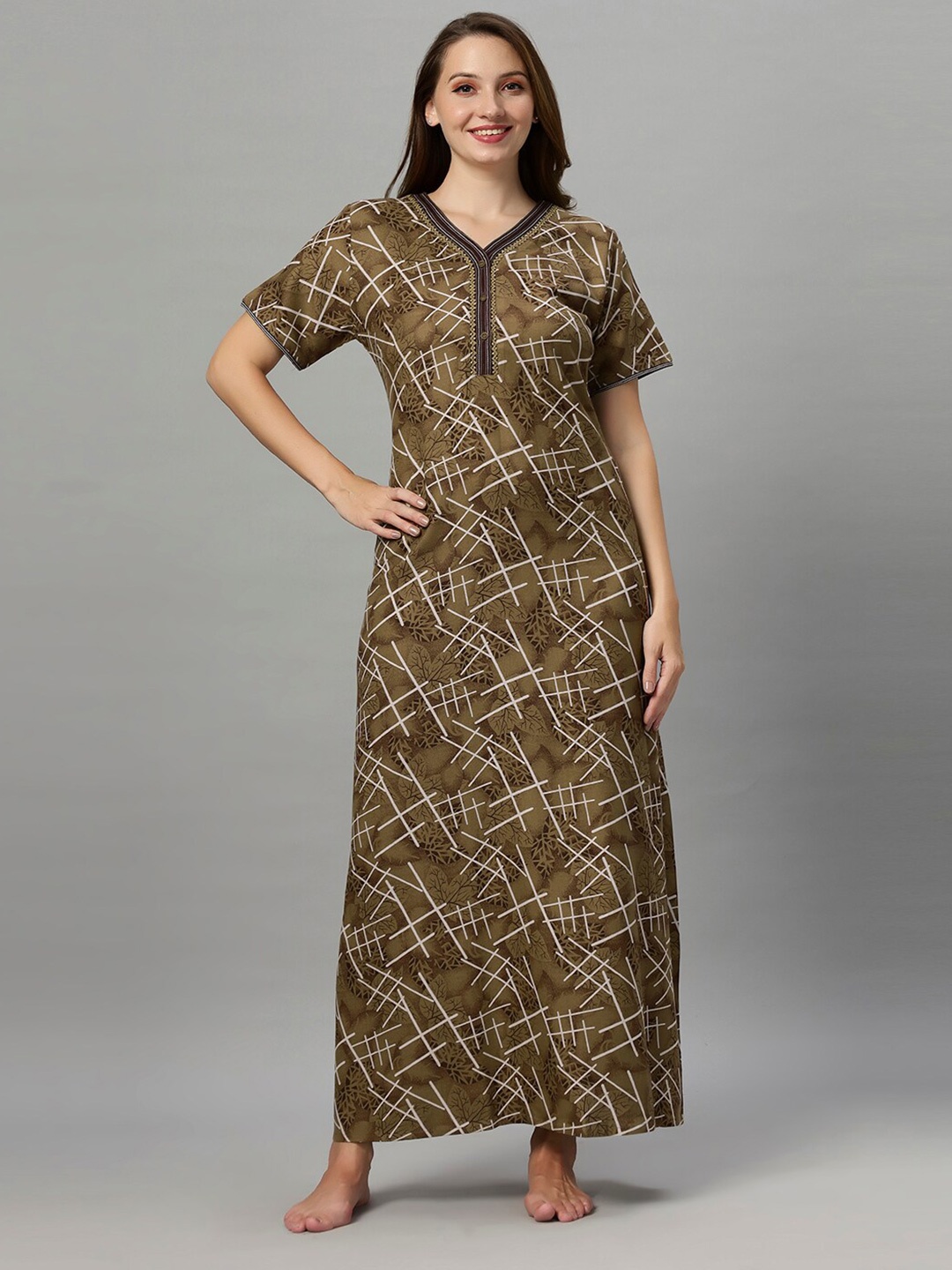 

QUIRA Printed Maxi Nightdress, Mustard