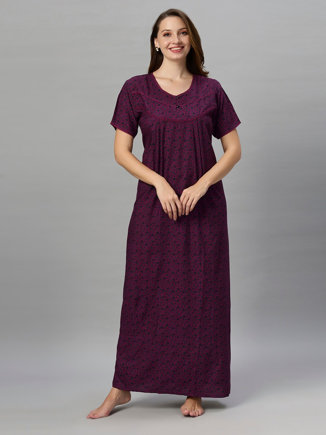 

QUIRA Printed Maxi Nightdress, Purple