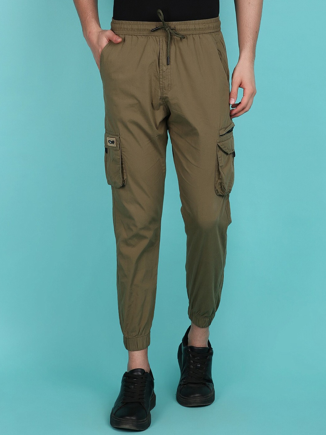 

V-Mart Men Clean Look Cargo Style Jogger Jeans, Green