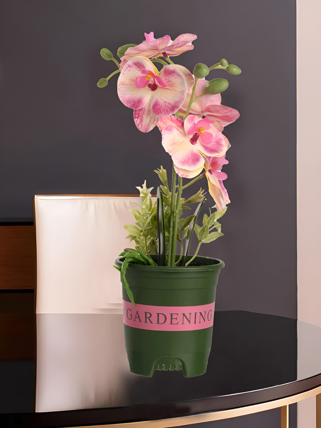 

Kuber Industries Green Artificial Orchid Flower With Pot