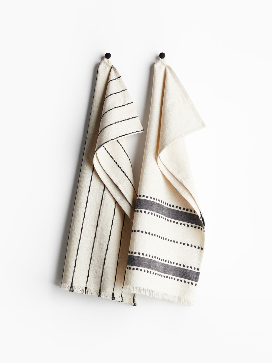 

H&M Beige 210 GSM Cotton 2-Pack Fringed Tea Towels