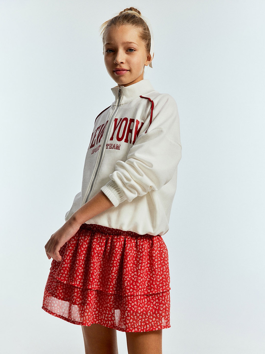 

H&M Girls Tiered Skirt, Red