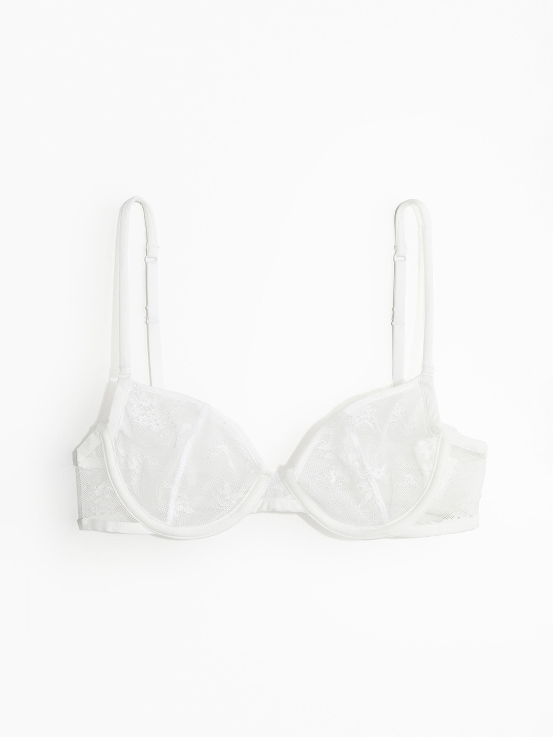 

H&M Non-Padded Underwired Lace Bra, White