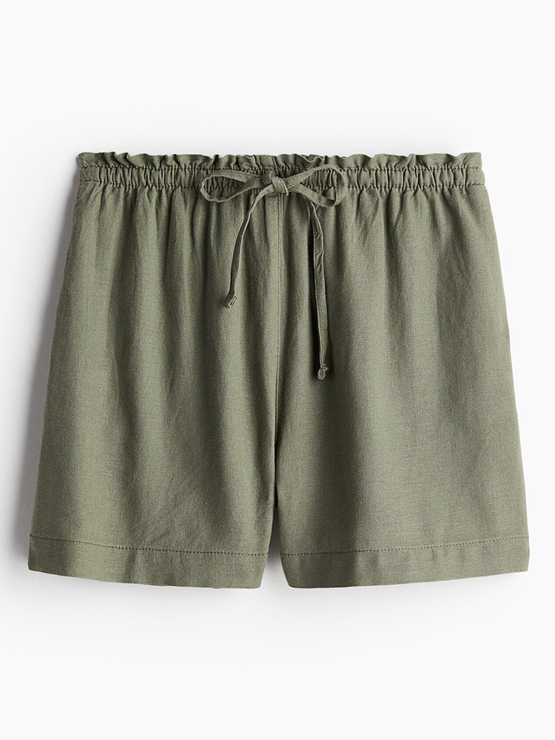 

H&M Women Linen-Blend Shorts, Green