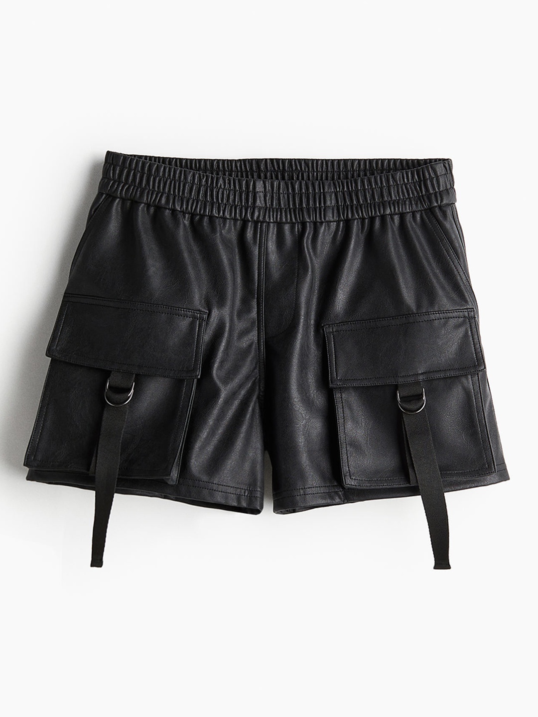 

H&M Women Coated Cargo Shorts, Black