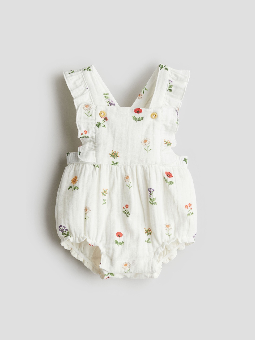 

H&M Infant Girls Cotton Dungaree Shorts, White