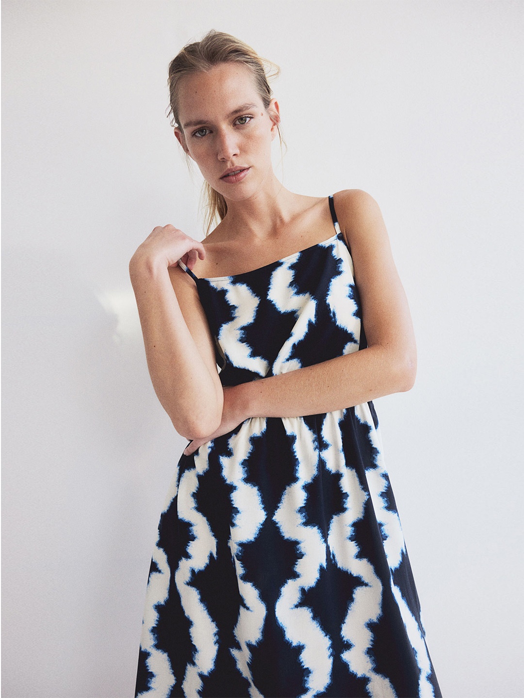 

H&M Strappy Viscose Dress, Navy blue