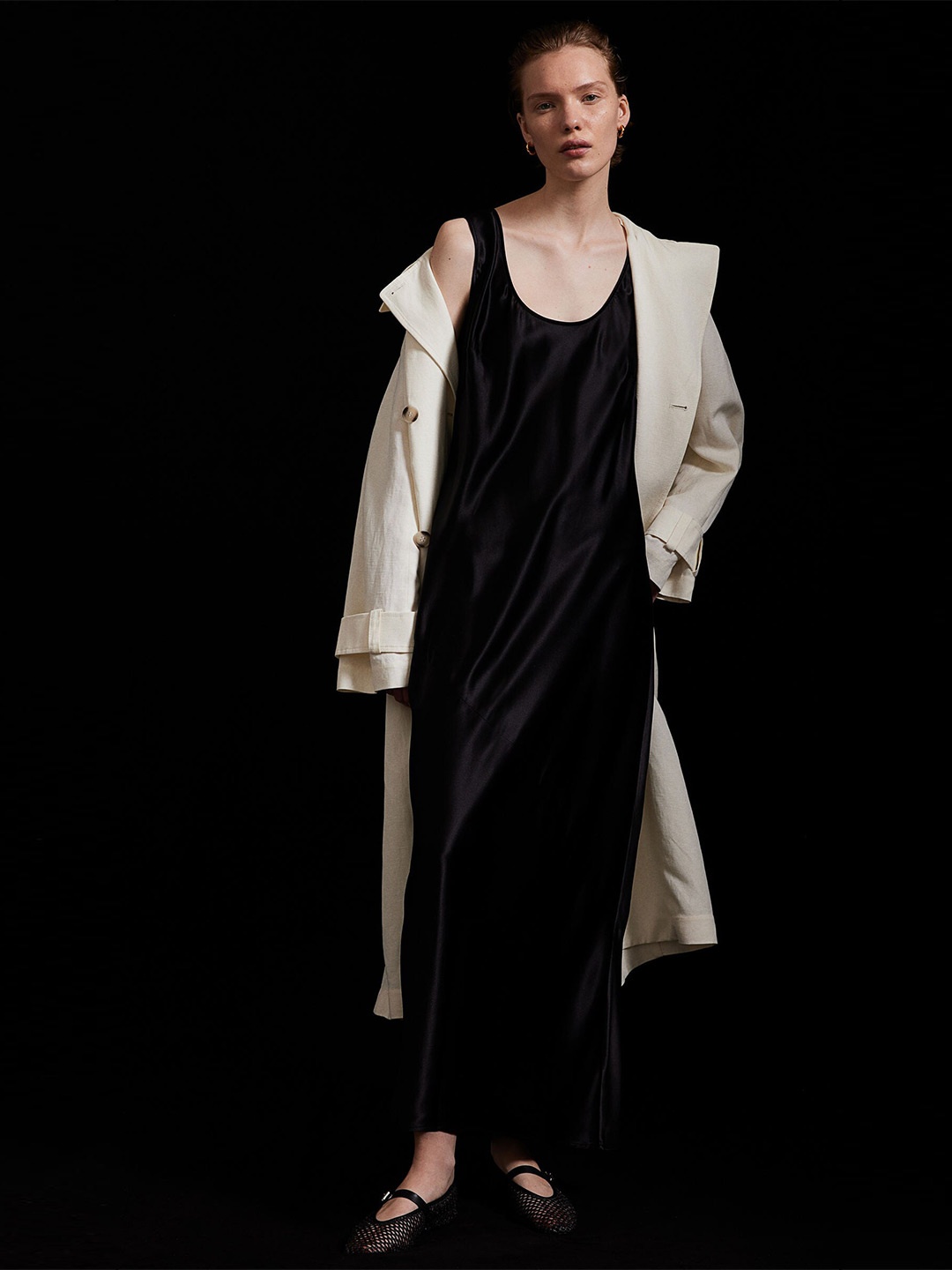

H&M Silk-Blend Satin Dress, Black