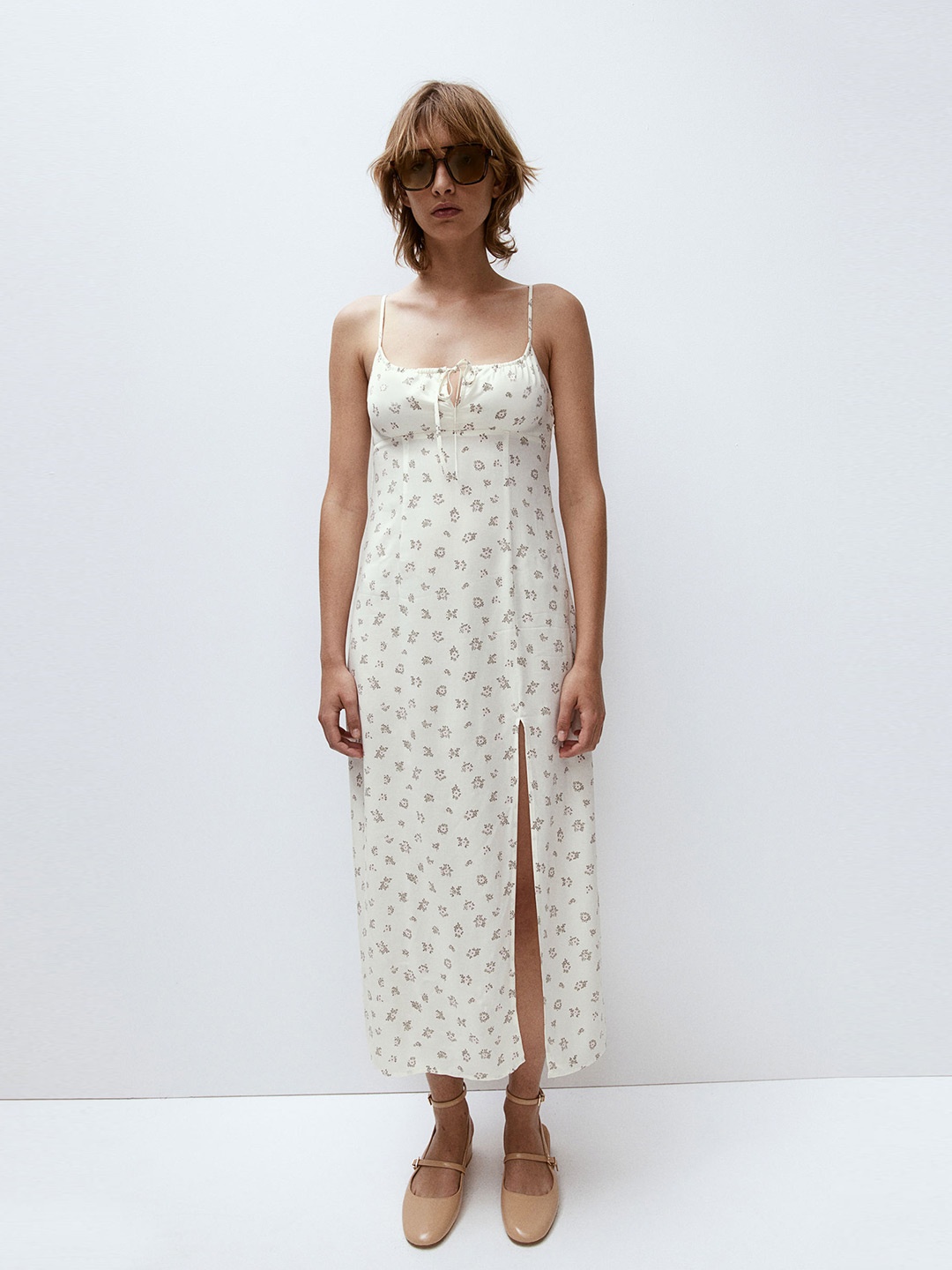 

H&M Drawstring-Detail Midi Dress, White