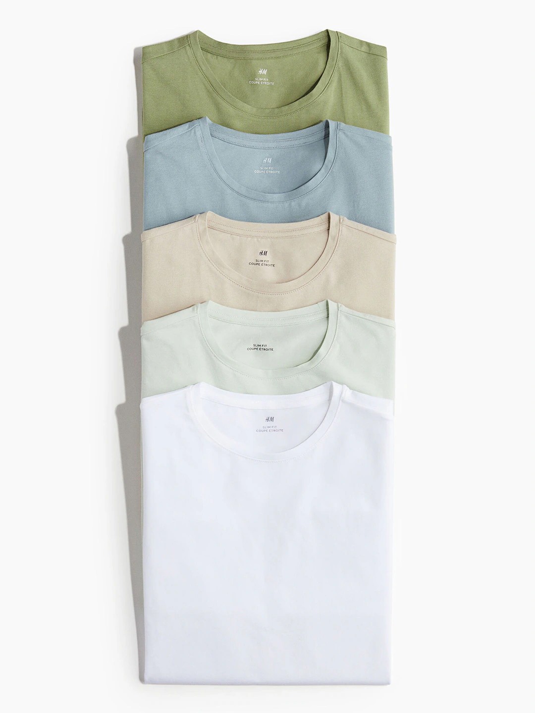 

H&M Men 5-Pack Slim Fit T-shirts, Green