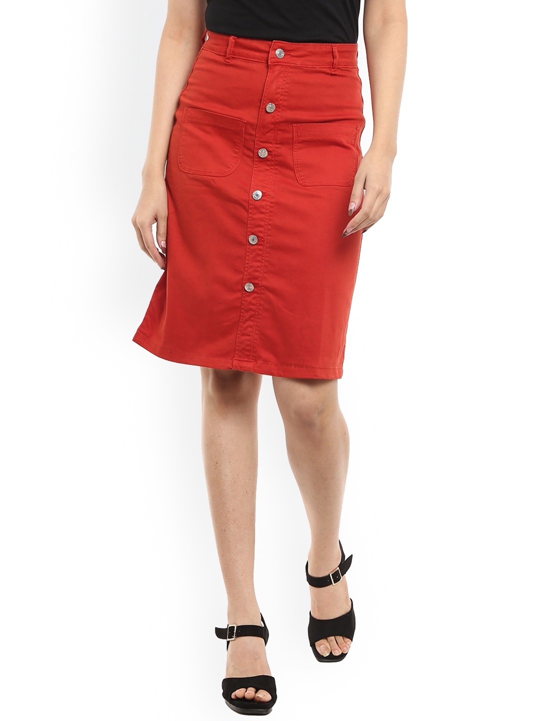 

V-Mart Straight Knee Length Skirt, Rust